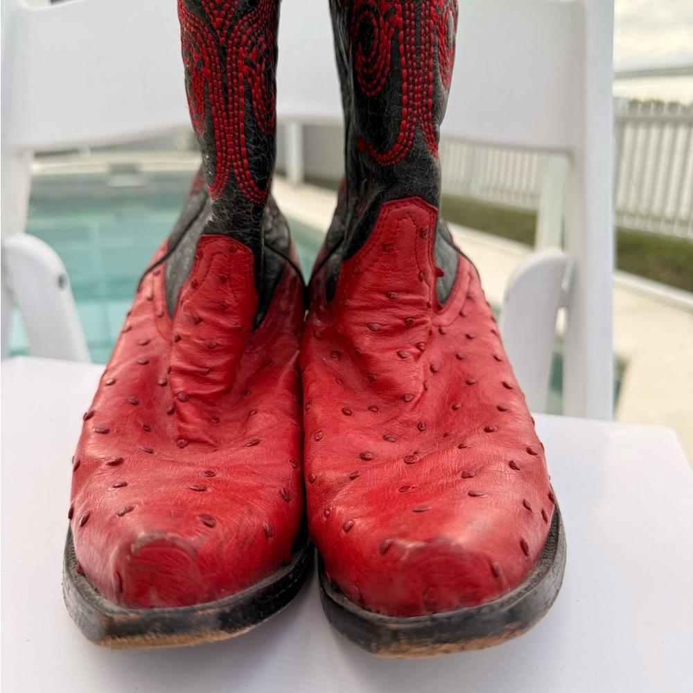 Corral red ostrich cowboy boots - Picture 6 of 12